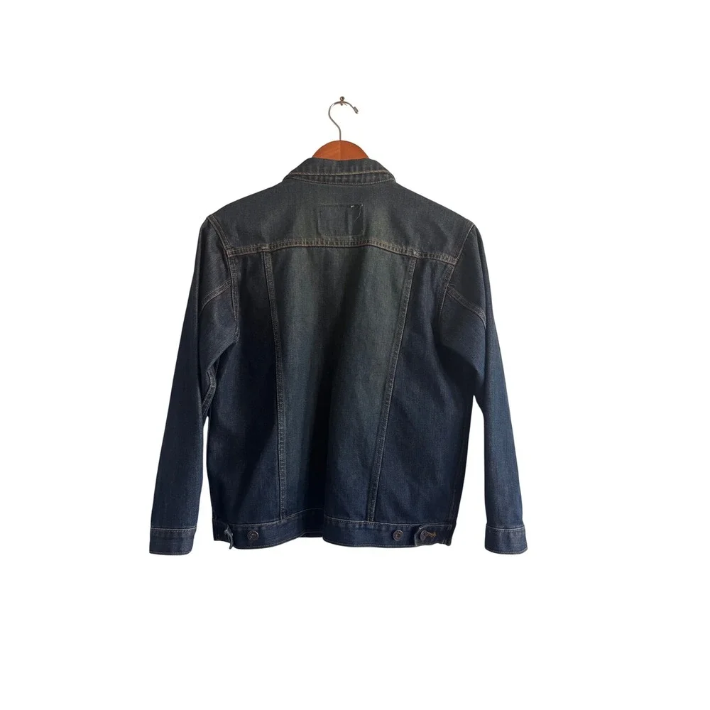 Old Navy‎ Women Denim Jacket Dark Wash Button Front Classic Fit Casual